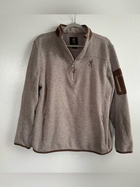 Browning Women’s Brown Fleece Quarter-Zip Pullover Sweater Medium